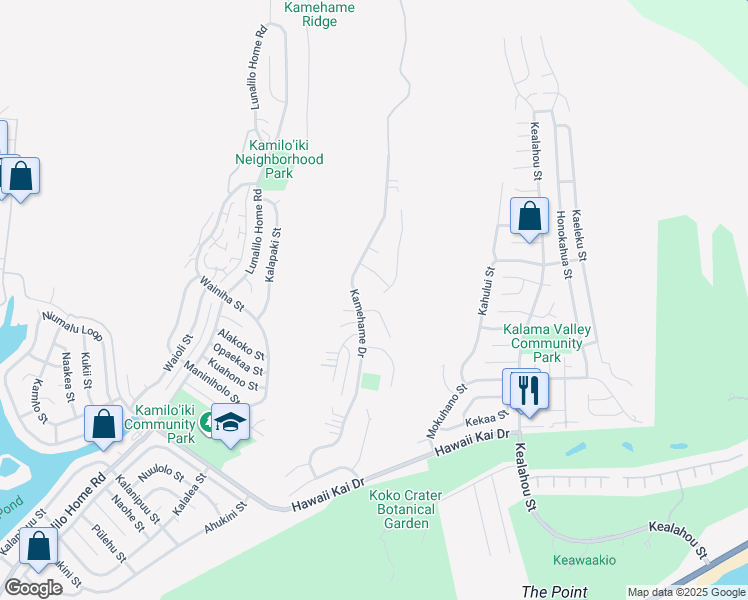 map of restaurants, bars, coffee shops, grocery stores, and more near 1199 Kamehame Drive in Honolulu