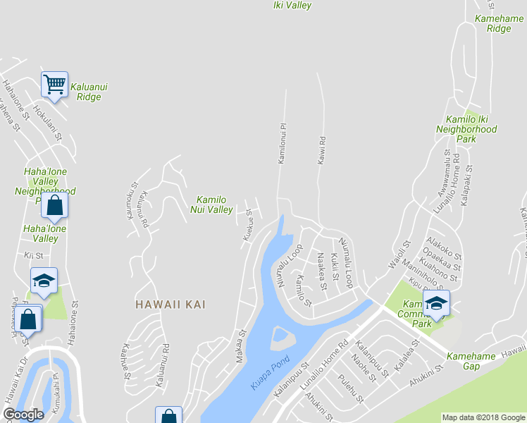 map of restaurants, bars, coffee shops, grocery stores, and more near 1025 Kaolo Street in Honolulu