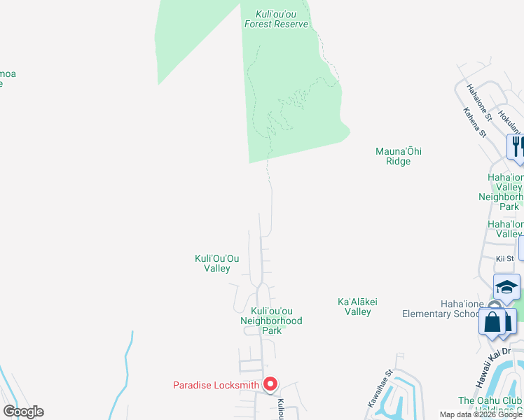 map of restaurants, bars, coffee shops, grocery stores, and more near 684 Kuliouou Road in Honolulu