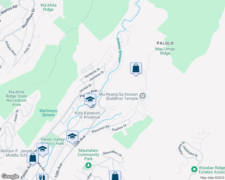 map of restaurants, bars, coffee shops, grocery stores, and more near 2565 Lā-'ī Road in Honolulu
