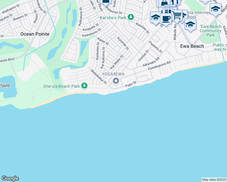 map of restaurants, bars, coffee shops, grocery stores, and more near 91-441 Pupu Street in Ewa Beach