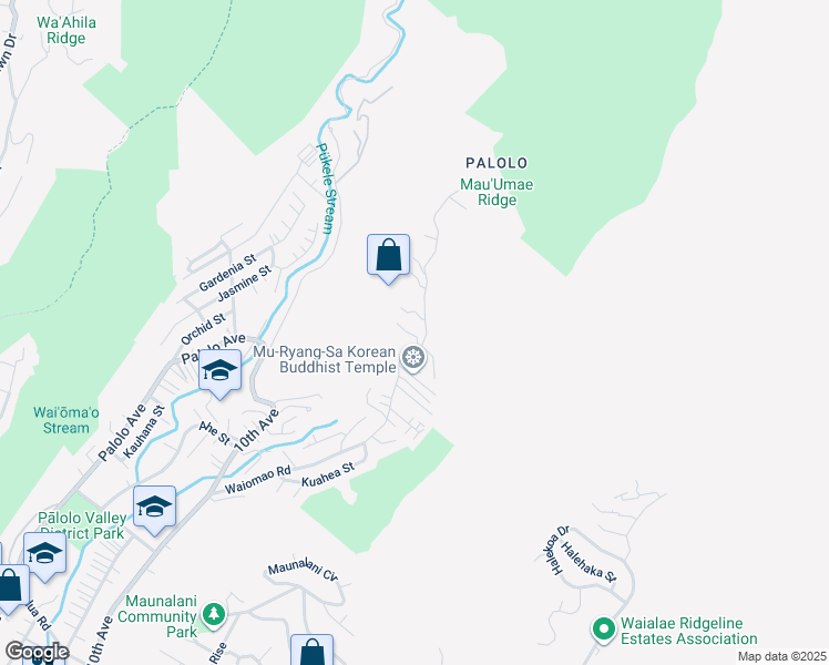map of restaurants, bars, coffee shops, grocery stores, and more near 3634 Halekipa Place in Honolulu