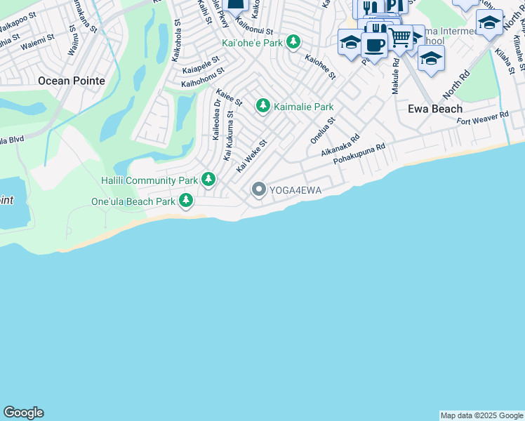map of restaurants, bars, coffee shops, grocery stores, and more near 91-441 Pupu Street in Ewa Beach