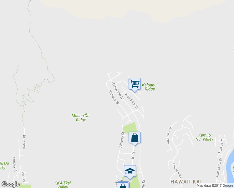 map of restaurants, bars, coffee shops, grocery stores, and more near 926 Hahaione Street in Honolulu