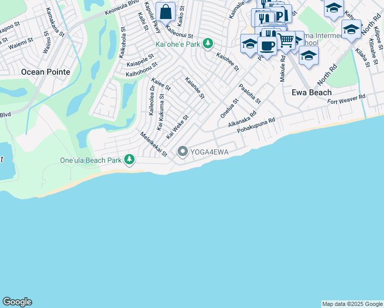 map of restaurants, bars, coffee shops, grocery stores, and more near 91-446B Pupu Street in Ewa Beach