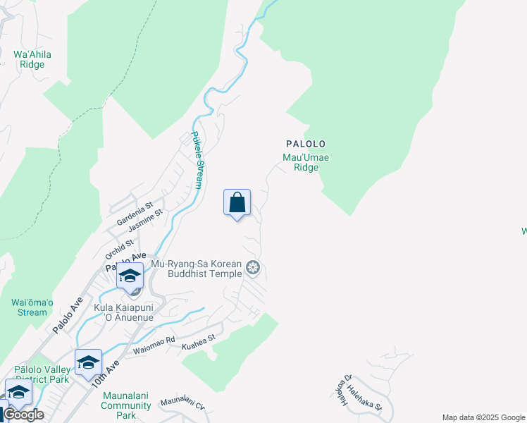 map of restaurants, bars, coffee shops, grocery stores, and more near 2695 Waiomao Road in Honolulu
