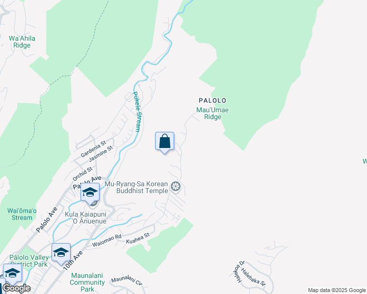 map of restaurants, bars, coffee shops, grocery stores, and more near 2697 Waiomao Road in Honolulu