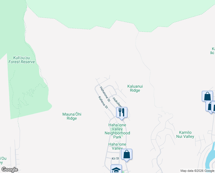 map of restaurants, bars, coffee shops, grocery stores, and more near 962 Uwao Street in Honolulu