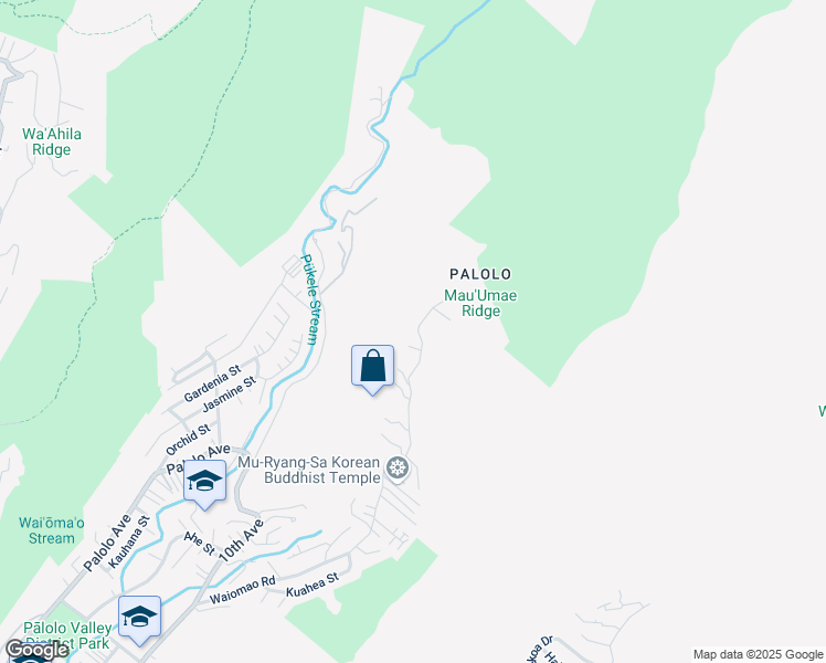 map of restaurants, bars, coffee shops, grocery stores, and more near 2752 Waiomao Road in Honolulu