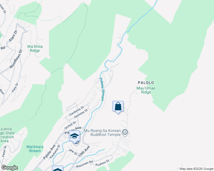map of restaurants, bars, coffee shops, grocery stores, and more near 2801 Lā-'ī Road in Honolulu
