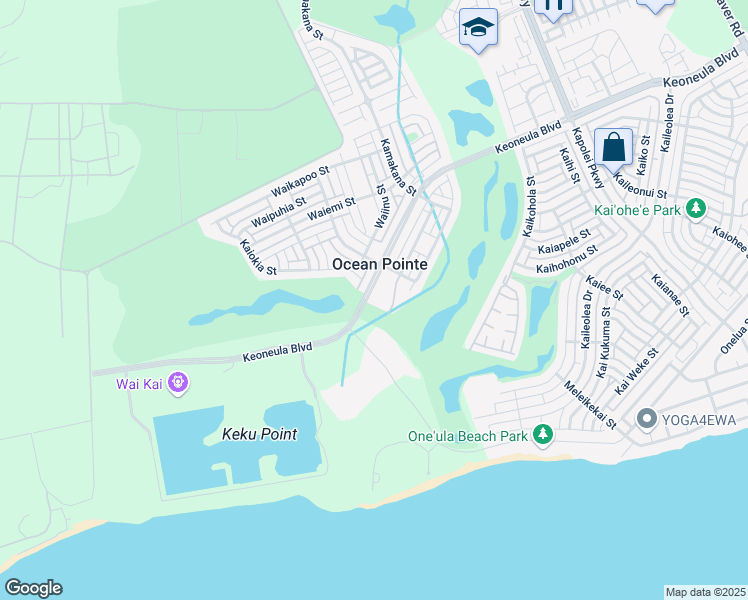 map of restaurants, bars, coffee shops, grocery stores, and more near 912220 Kaiwawalo Street in Ewa Beach