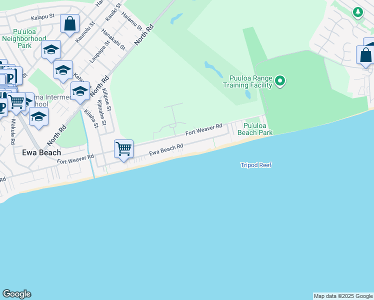 map of restaurants, bars, coffee shops, grocery stores, and more near 91-281 Ewa Beach Road in Ewa Beach