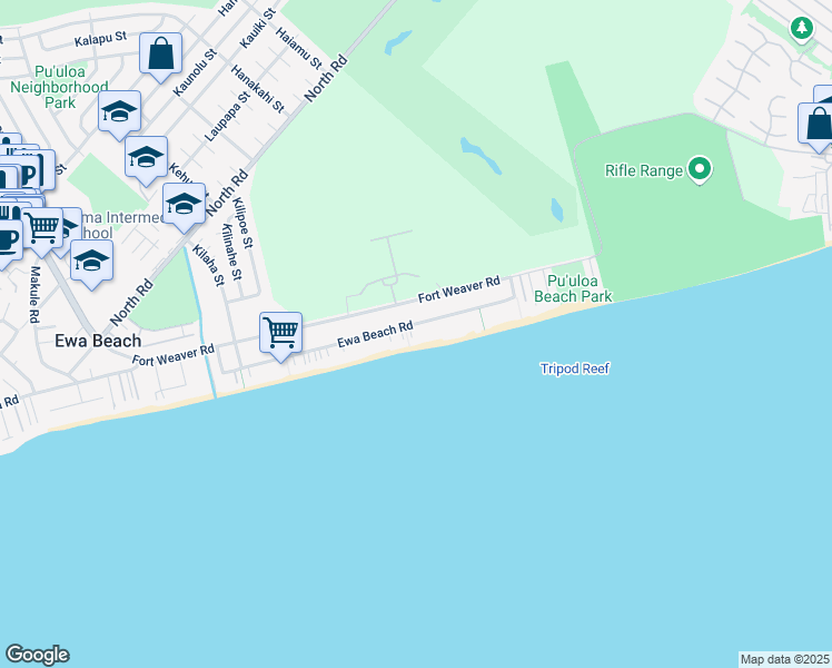 map of restaurants, bars, coffee shops, grocery stores, and more near 91-281 Ewa Beach Road in Ewa Beach