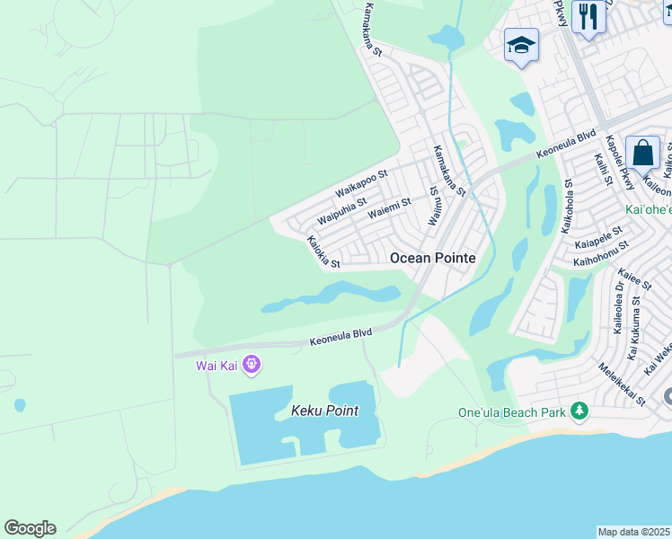 map of restaurants, bars, coffee shops, grocery stores, and more near 91-1286 Kaiokia Street in Ewa Beach