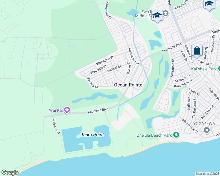 map of restaurants, bars, coffee shops, grocery stores, and more near 91-1338 Kaiokia Street in Ewa Beach