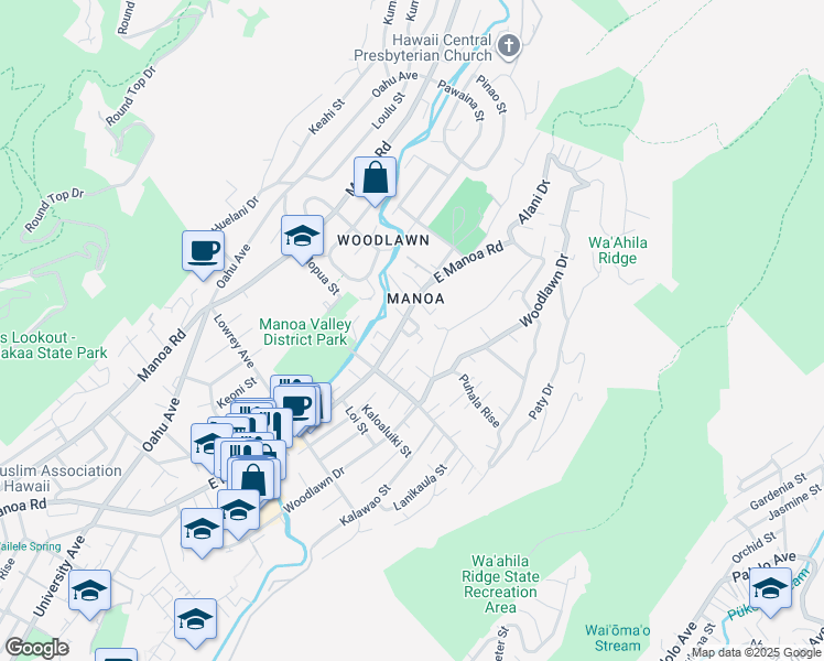 map of restaurants, bars, coffee shops, grocery stores, and more near in Honolulu