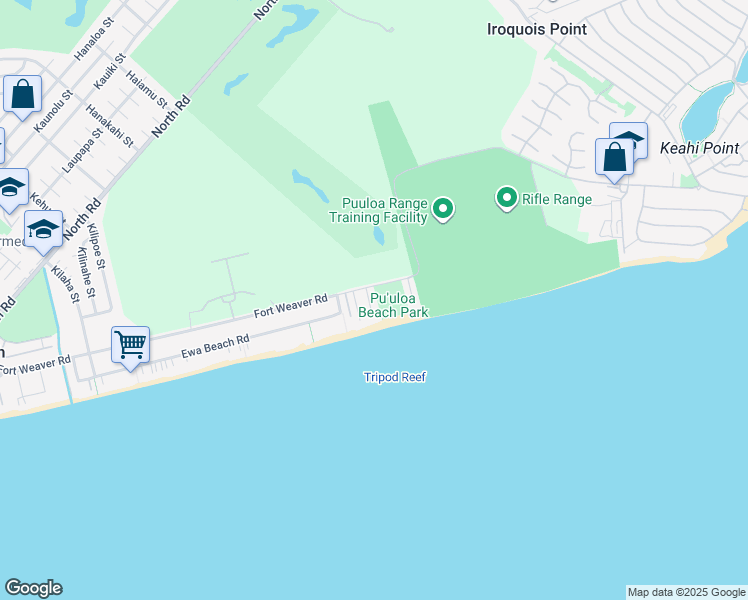 map of restaurants, bars, coffee shops, grocery stores, and more near in Ewa Beach