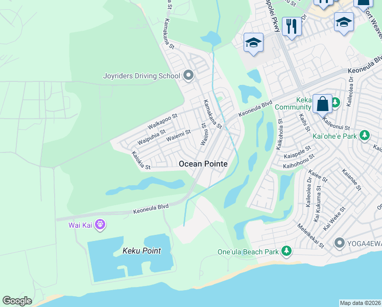 map of restaurants, bars, coffee shops, grocery stores, and more near 91-2151 Kaiwawalo Street in Ewa Beach