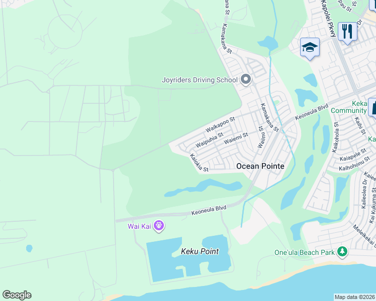 map of restaurants, bars, coffee shops, grocery stores, and more near 91-1228 Kaiokia Street in Ewa Beach