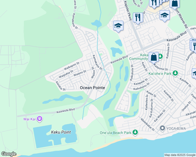 map of restaurants, bars, coffee shops, grocery stores, and more near 91-1042 Kaiuliuli Street in Ewa Beach