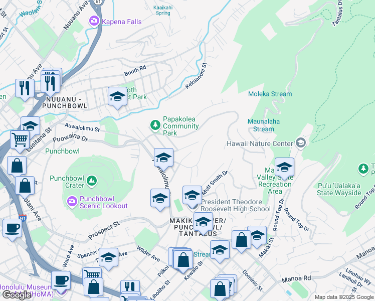 map of restaurants, bars, coffee shops, grocery stores, and more near Hawaii 72 in Honolulu