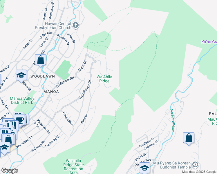 map of restaurants, bars, coffee shops, grocery stores, and more near 3250 Melemele Place in Honolulu