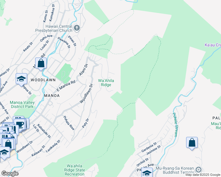 map of restaurants, bars, coffee shops, grocery stores, and more near 3250 Melemele Place in Honolulu