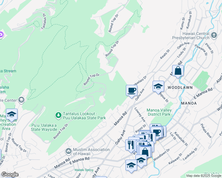 map of restaurants, bars, coffee shops, grocery stores, and more near in Honolulu