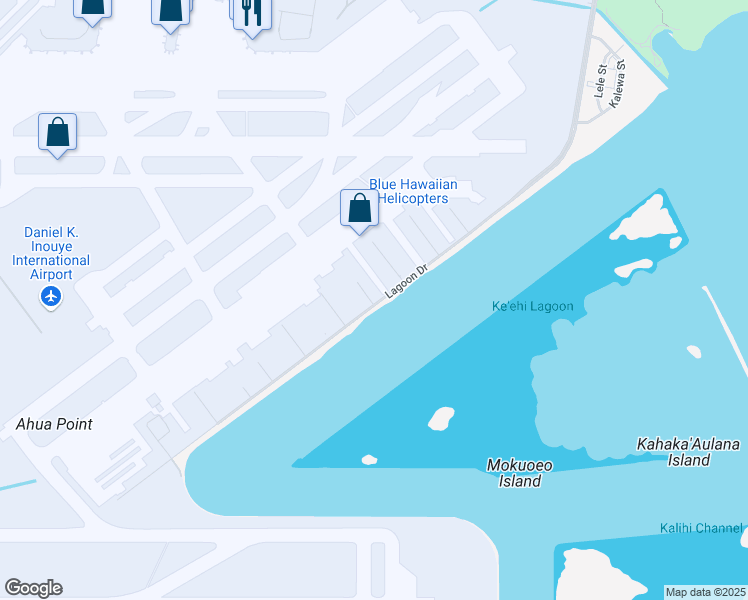 map of restaurants, bars, coffee shops, grocery stores, and more near 300 Rodgers Boulevard in Honolulu