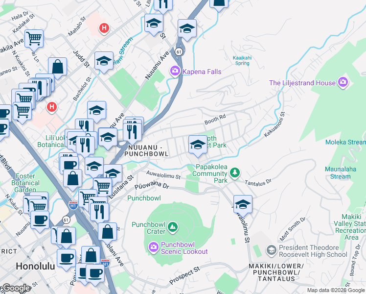 map of restaurants, bars, coffee shops, grocery stores, and more near in Honolulu
