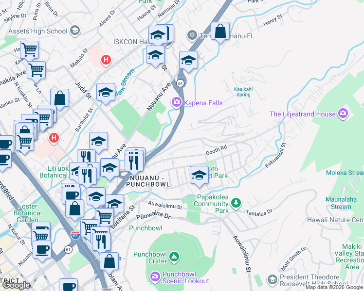 map of restaurants, bars, coffee shops, grocery stores, and more near 2254 Star Road in Honolulu