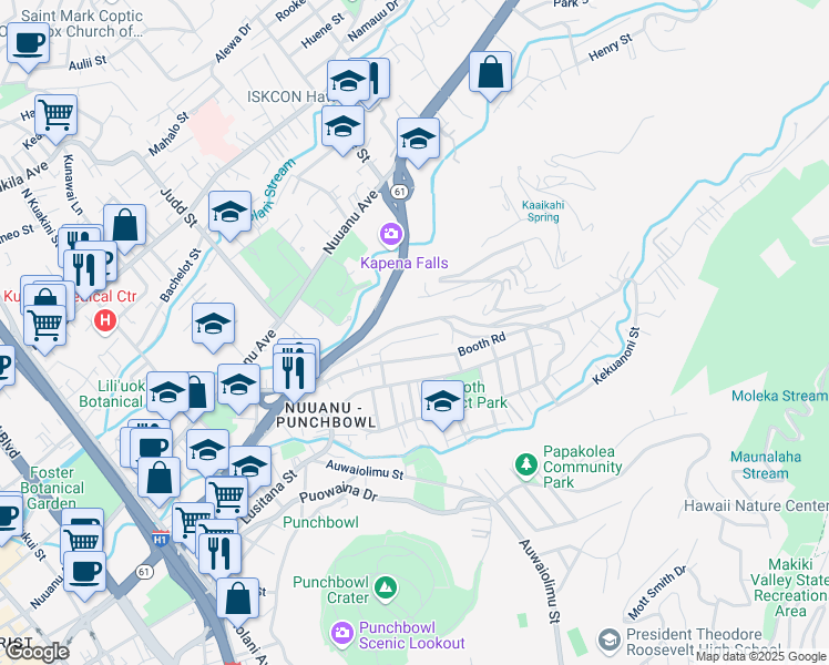 map of restaurants, bars, coffee shops, grocery stores, and more near 2254 Star Road in Honolulu
