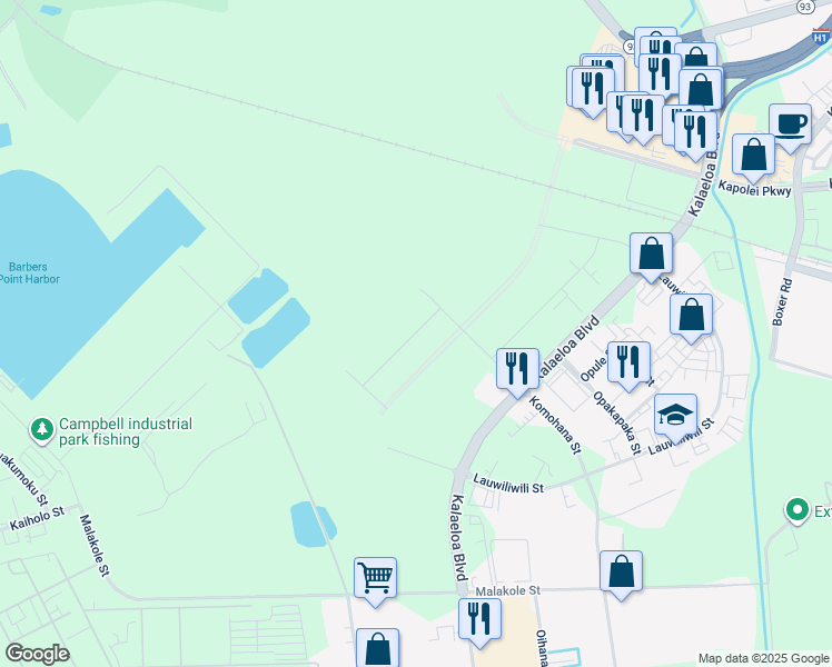 map of restaurants, bars, coffee shops, grocery stores, and more near Koʻoloaʻula Street in Honolulu County