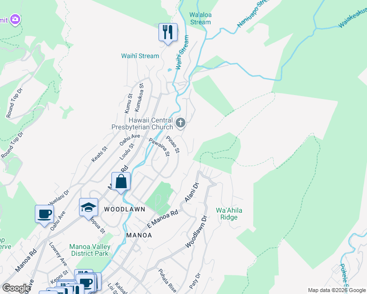 map of restaurants, bars, coffee shops, grocery stores, and more near 3279 Pinaoula Street in Honolulu