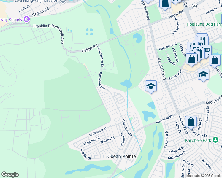 map of restaurants, bars, coffee shops, grocery stores, and more near 91-1098 Hokua Street in Ewa Beach