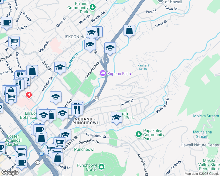 map of restaurants, bars, coffee shops, grocery stores, and more near 2668 Haili Road in Honolulu