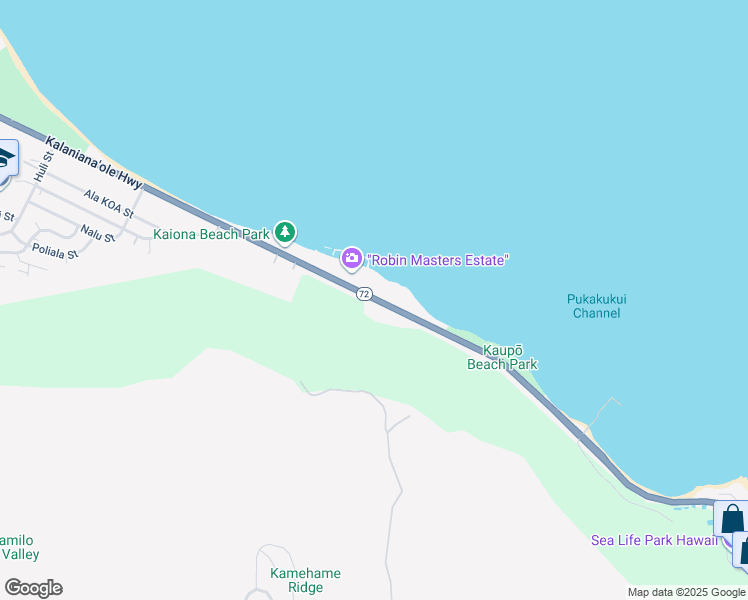 map of restaurants, bars, coffee shops, grocery stores, and more near 41 Hawaii 72 in Waimanalo