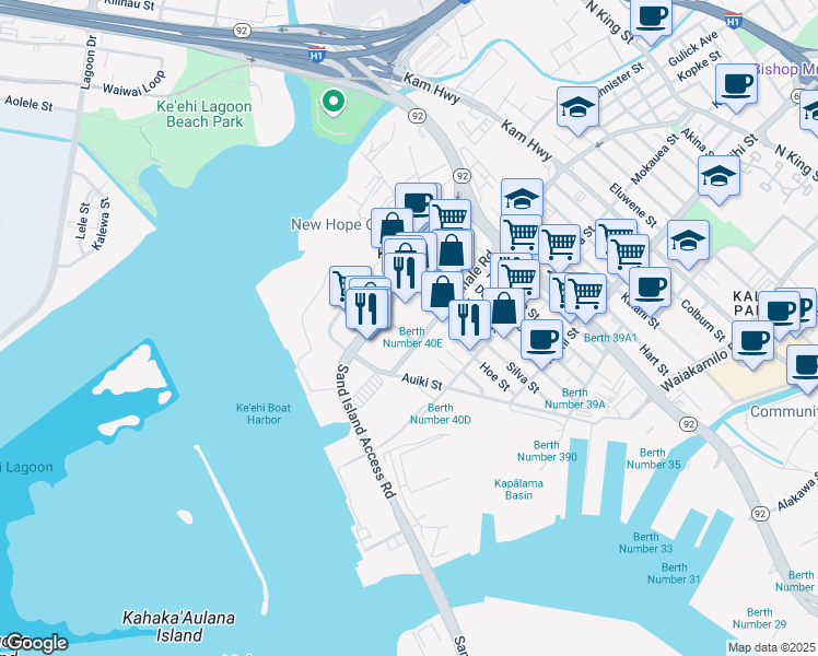 map of restaurants, bars, coffee shops, grocery stores, and more near 140 Puuhale Rd in Honolulu