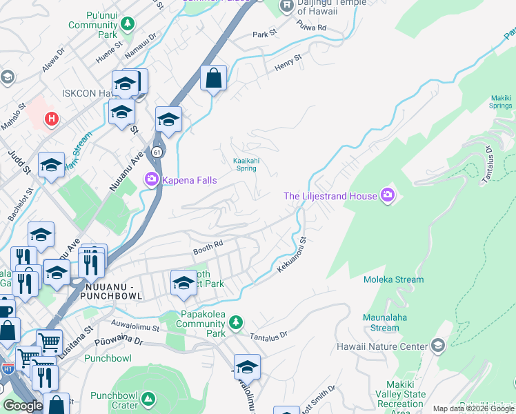 map of restaurants, bars, coffee shops, grocery stores, and more near 2776 Laniloa Road in Honolulu