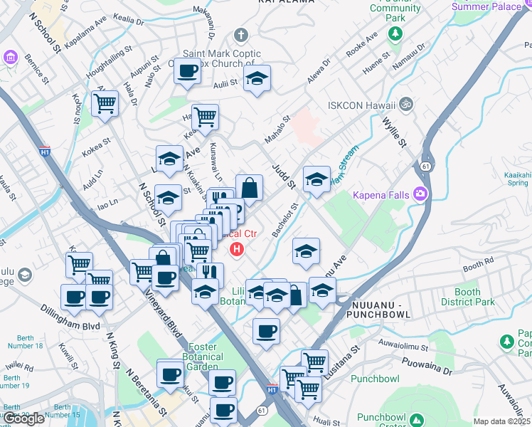 map of restaurants, bars, coffee shops, grocery stores, and more near in Honolulu