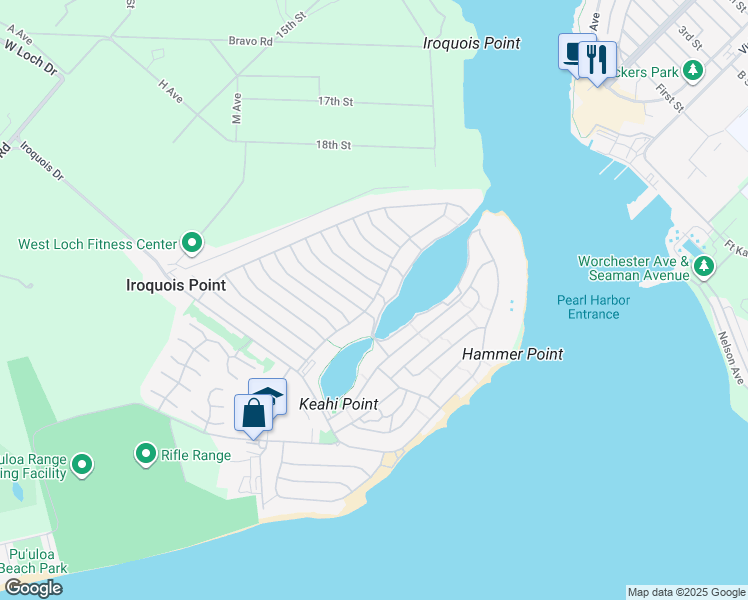 map of restaurants, bars, coffee shops, grocery stores, and more near 6110 Heron Avenue in Ewa Beach
