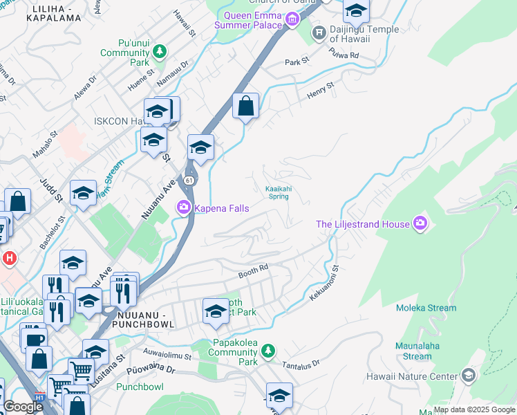 map of restaurants, bars, coffee shops, grocery stores, and more near 2942 Laola Place in Honolulu