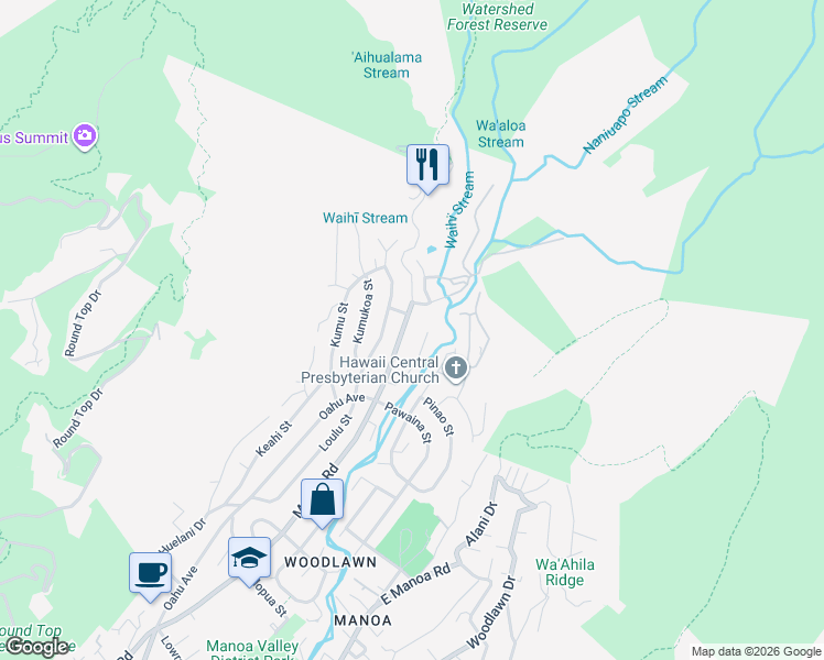 map of restaurants, bars, coffee shops, grocery stores, and more near 3571 Nipo Street in Honolulu