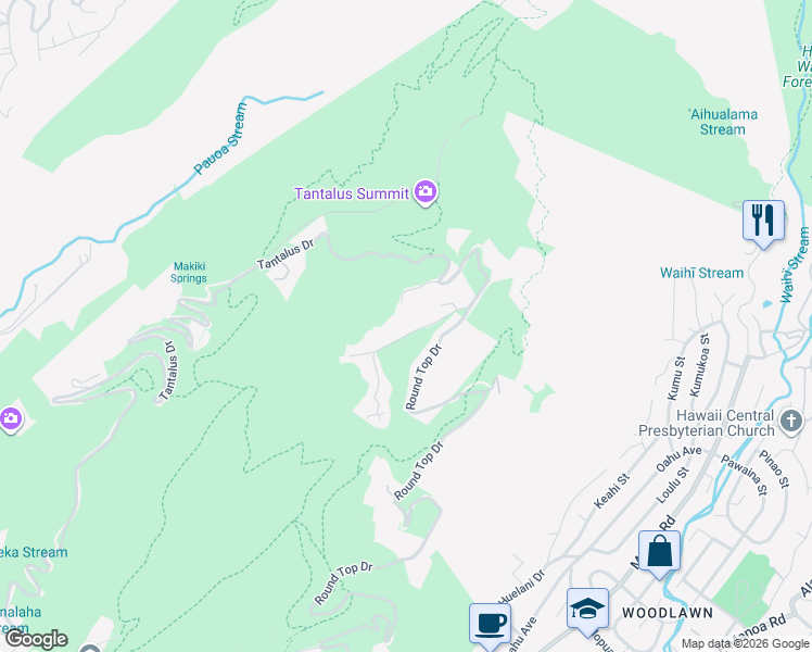 map of restaurants, bars, coffee shops, grocery stores, and more near 150 Forest Ridge Way in Honolulu