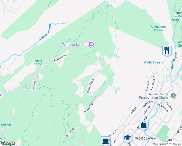map of restaurants, bars, coffee shops, grocery stores, and more near 150 Forest Ridge Way in Honolulu