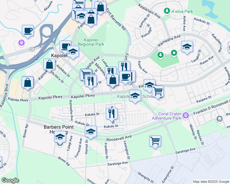 map of restaurants, bars, coffee shops, grocery stores, and more near in Kapolei