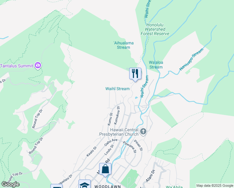 map of restaurants, bars, coffee shops, grocery stores, and more near 3751 Kumukoa Place in Honolulu