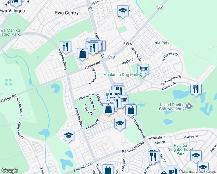 map of restaurants, bars, coffee shops, grocery stores, and more near 91-1170 Paapaana Street in Ewa Beach