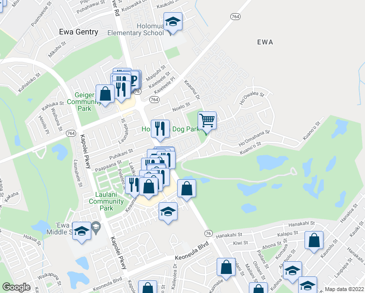 map of restaurants, bars, coffee shops, grocery stores, and more near in Honolulu County