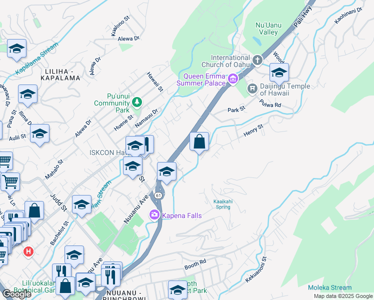 map of restaurants, bars, coffee shops, grocery stores, and more near in Honolulu
